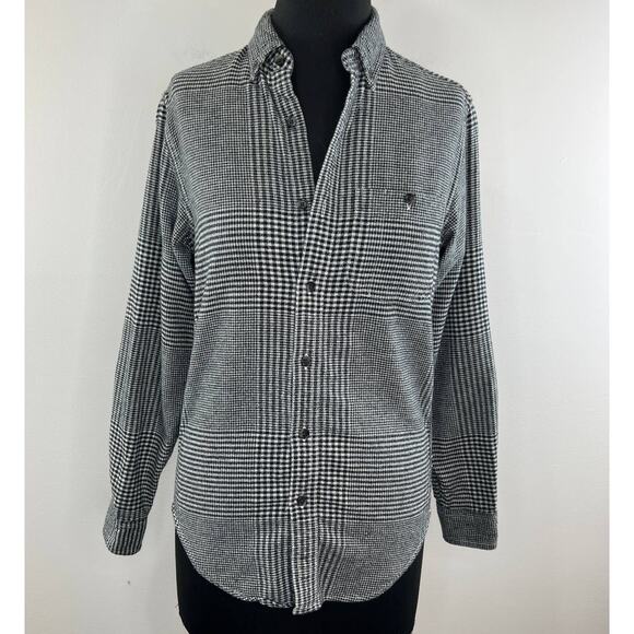 J. Crew Gray Houndstooth Long Sleeve Button-Down Elbow Patch Shirt Size XS - Picture 2 of 9
